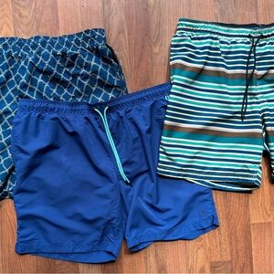 Lot of 3 Lands' End Swim‎ Trunks Men's XXL 2X 44-46 Shorts Swimsuit Striped EUC